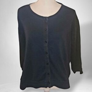 RAFAELLA Black Button-Up Cardigan